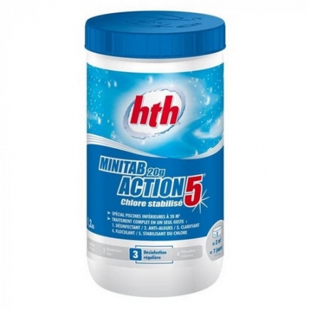 5в1 hth 1.2 кг (20г повільнорозчинні хлорні таблетки) Minitab 20g Action 5