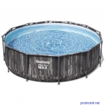 Каркасний басейн Bestway Wood Style 5614Z (427х107 см) з картриджним фільтром, тентом та драбиною