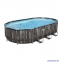 Каркасний басейн Bestway Wood Style 5611T (732х366х122 см) з картриджним фільтром, драбиною та тентом